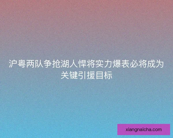 沪粤两队争抢湖人悍将实力爆表必将成为关键引援目标